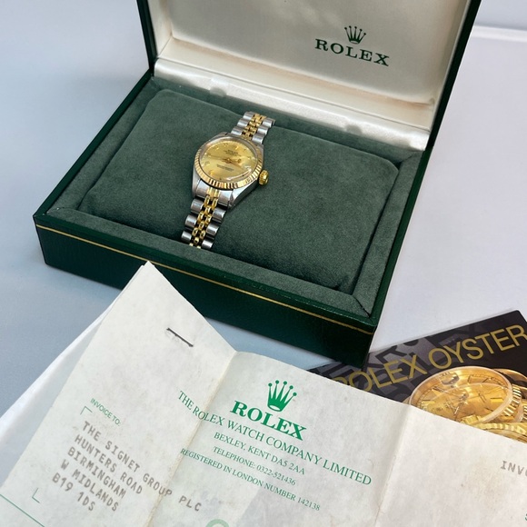 PAPERS Rolex Datejust 26mm 69240 Two Tone Jubilee 18k Gold Roman Dial Watch - Picture 15 of 15